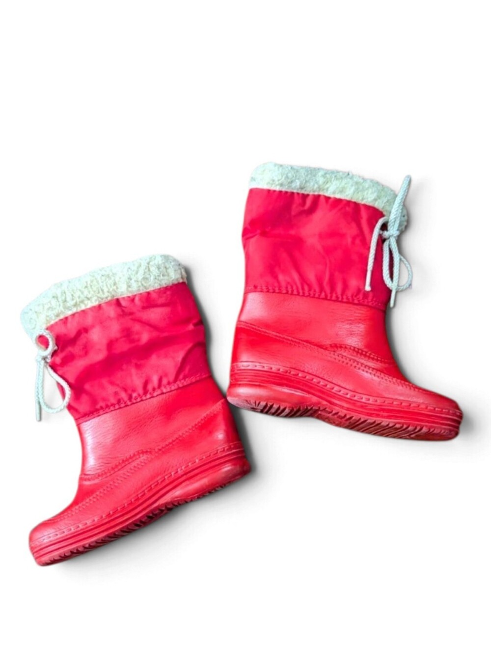 True Vintage Stride Rite Kids 8 Red Snow Boots Waterproof Sherpa Rain Winter 80s